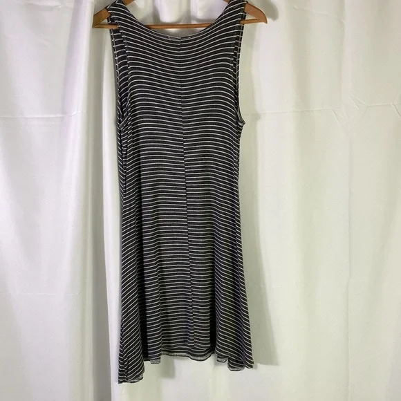 Olivia Rae sleeveless tank dress, lightweight flowy, dark grey and white stripe. - Picture 3 of 4
